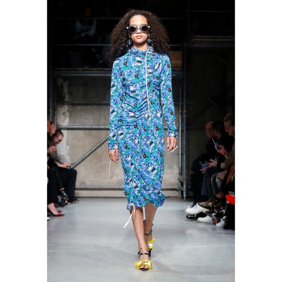 Marni viscose Blue Floral  Print Bodycon Dress size 40 / US 8 - Picture 4 of 16